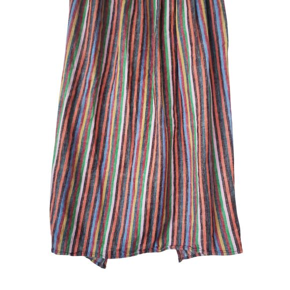 Madewell Overlay Midi Skirt Linen/Cotton in Rainbow Stripe Size Large - Picture 6 of 8